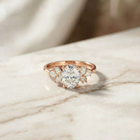 1.30Ct Moissanite Floral Oval Cut Ring