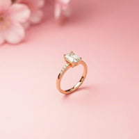 1.30Ct Moissanite Radiant Cut Gold Solitaire Ring