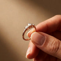 1.68Ct Moissanite Emerald Cut Three-Stone Ring Gold Vermeil (2.5 Micron)