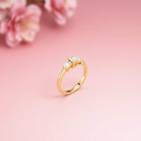 1.68Ct Moissanite Emerald Cut Three-Stone Ring Gold Vermeil (2.5 Micron)