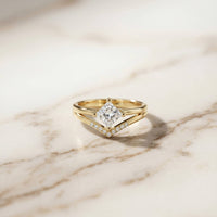 0.44Ct Moissanite Geometric Princess Chevron Ring