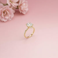 3.08Ct Moissanite Cushion Cut Pave Twist Ring