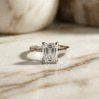 2.95Ct Moissanite Emerald Cut Pave Twist Ring