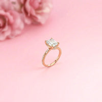 2.95Ct Moissanite Emerald Cut Pave Twist Ring