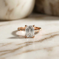 2.95Ct Moissanite Emerald Cut Pave Twist Ring