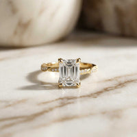 2.95Ct Moissanite Emerald Cut Pave Twist Ring