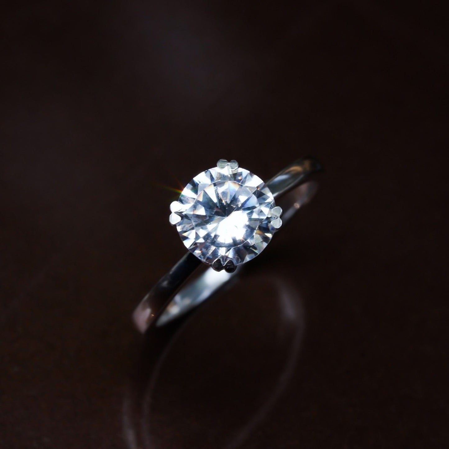 Silver 1Ct Moissanite Classic Solitaire Engagement Ring