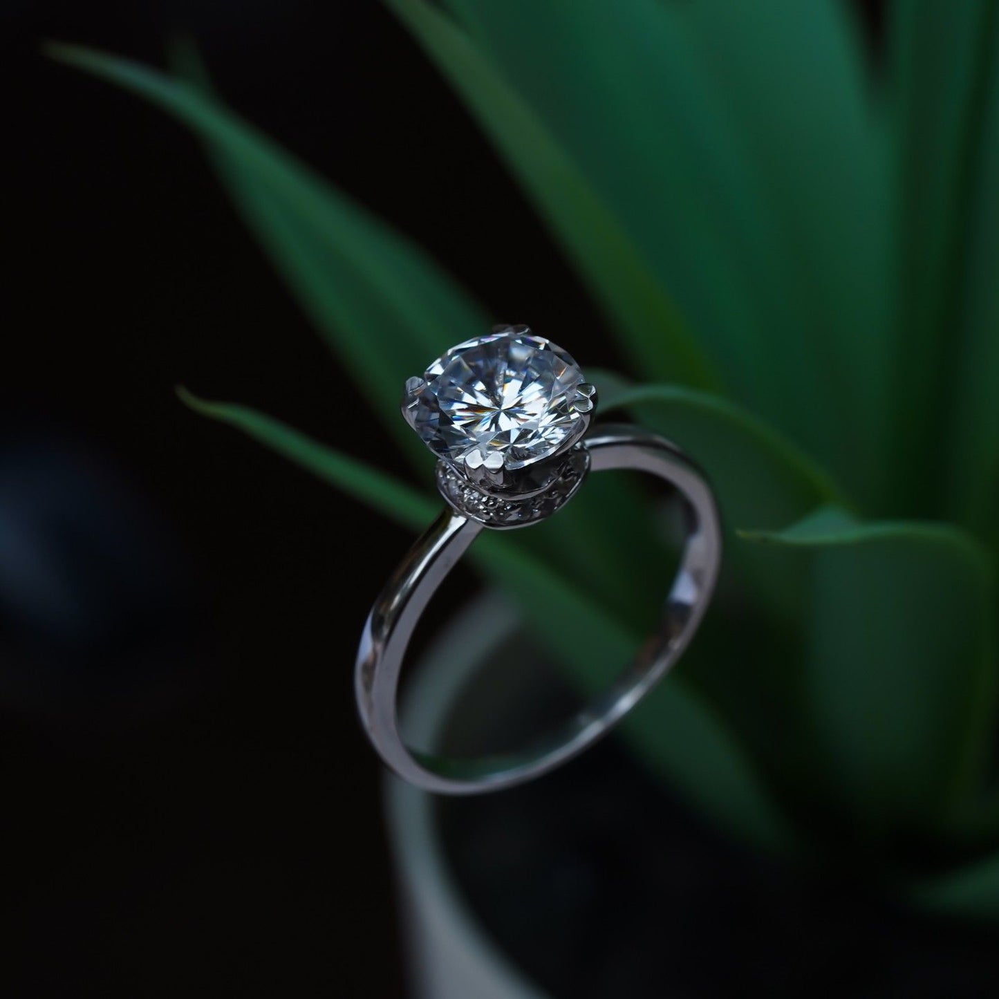 Silver 1Ct Moissanite Classic Solitaire Engagement Ring