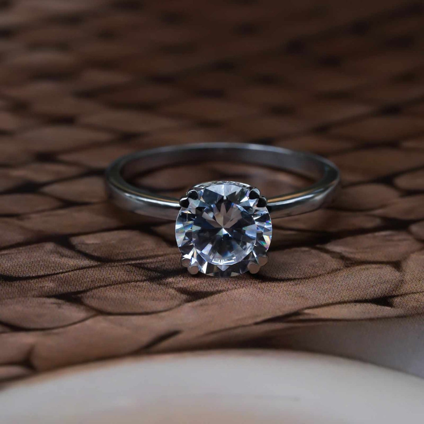 Silver 1Ct Moissanite Classic Solitaire Engagement Ring