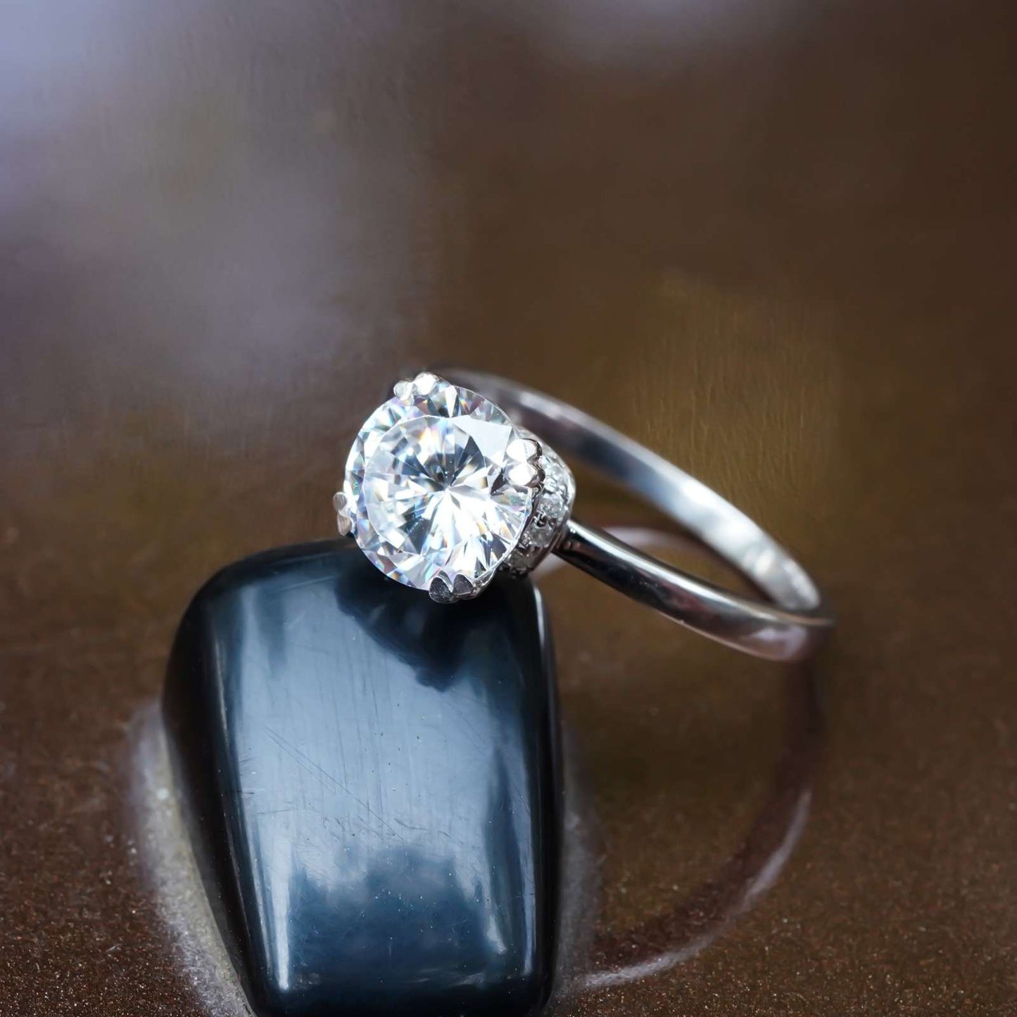 Silver 1Ct Moissanite Classic Solitaire Engagement Ring