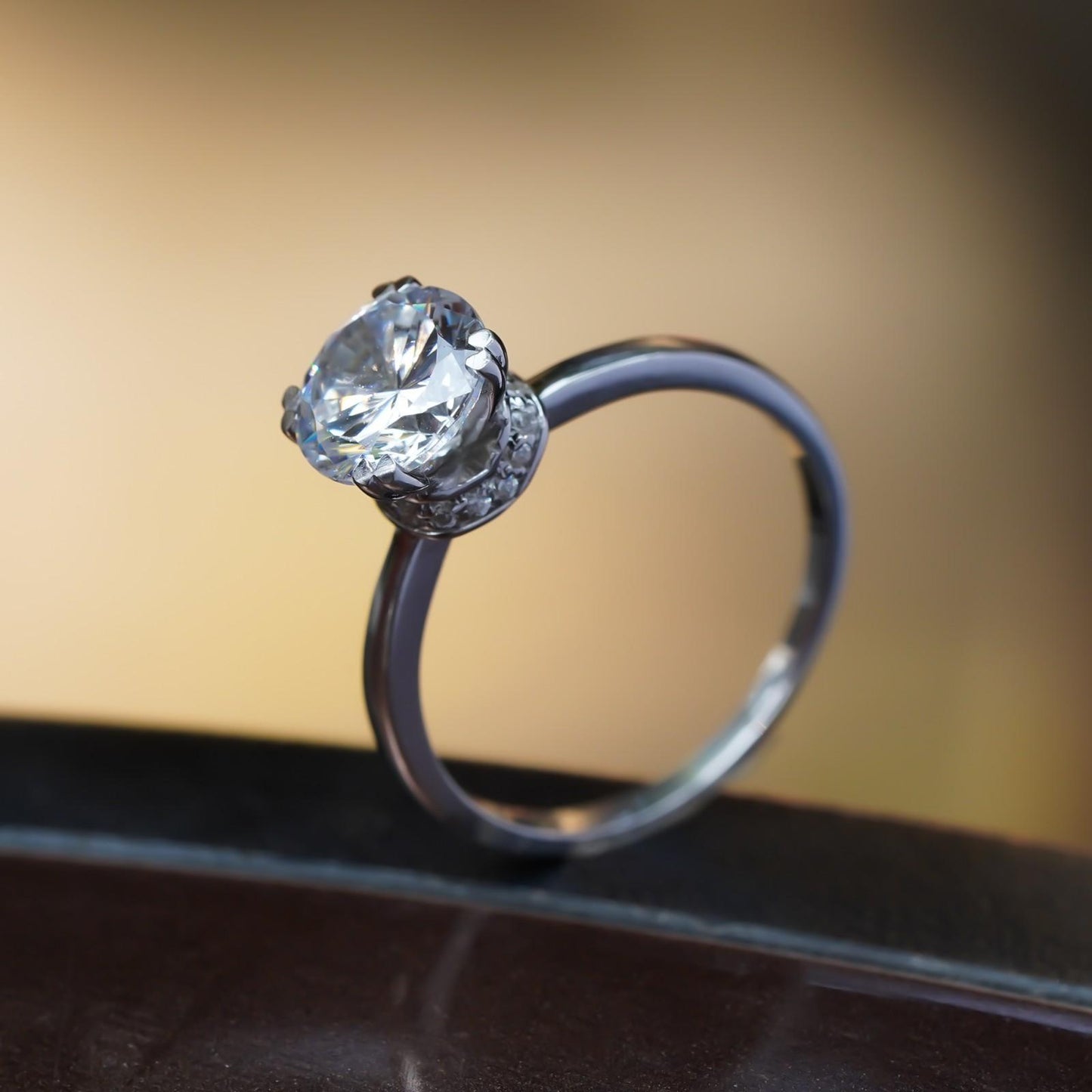 Silver 1Ct Moissanite Classic Solitaire Engagement Ring