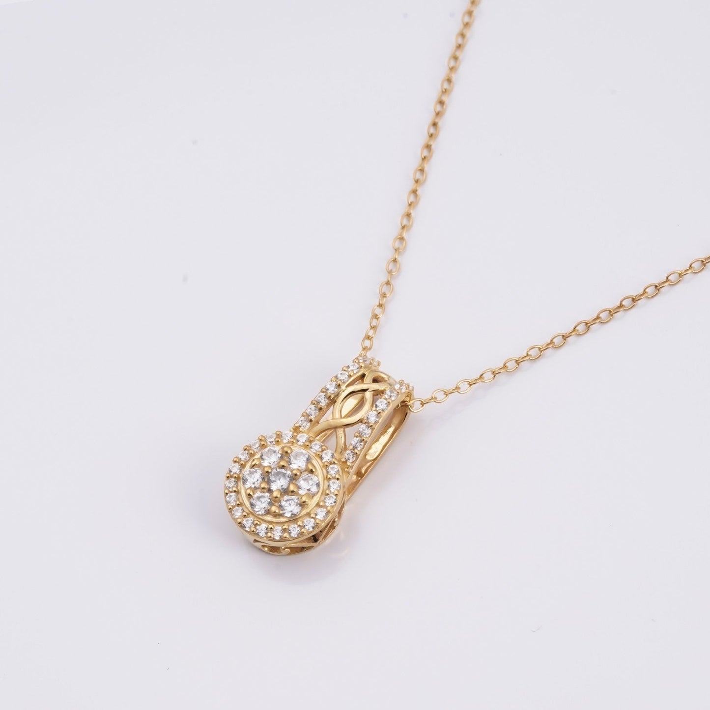 Golden Moissanite Cluster Pendant