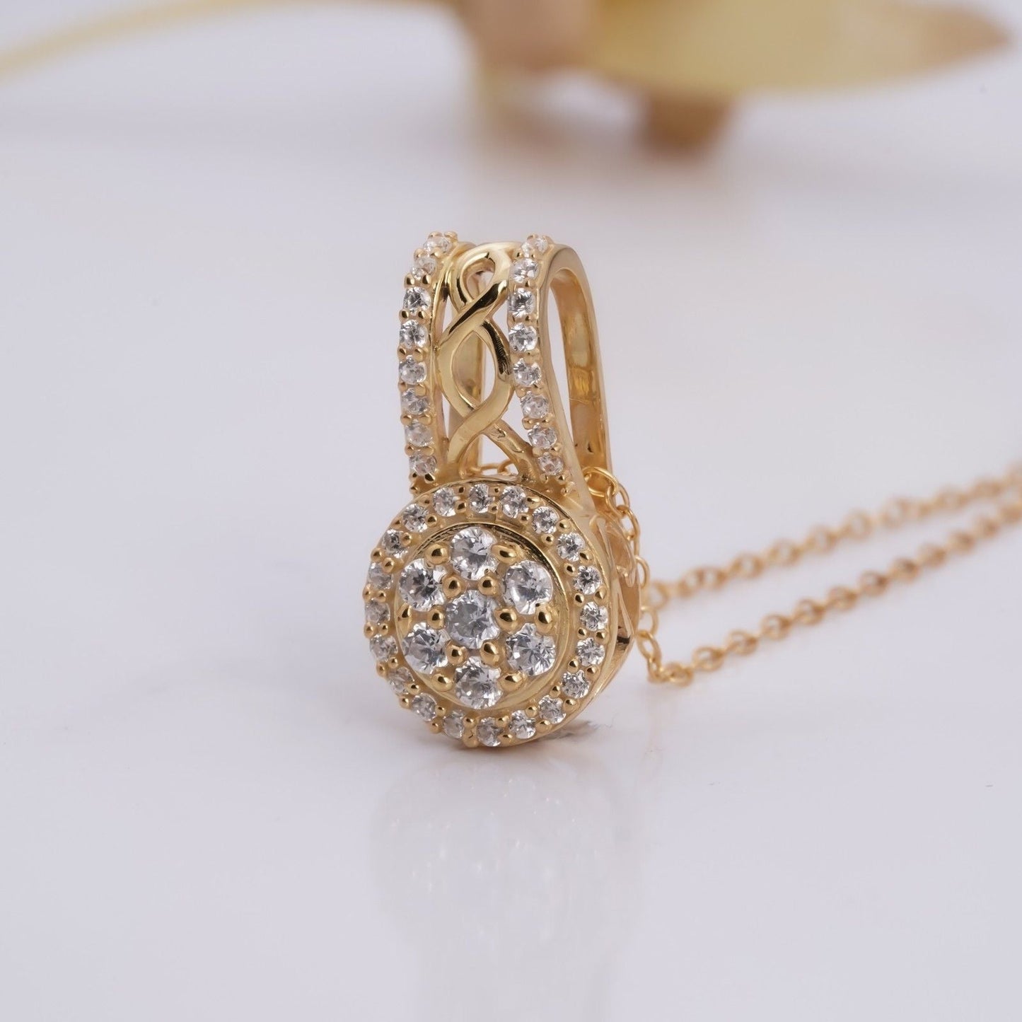 Golden Moissanite Cluster Pendant