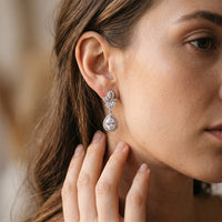 4Ct Moissanite Teardrop Dangle Earrings Gold Vermeil (2.5 Micron)