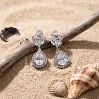 4Ct Moissanite Teardrop Dangle Earrings Gold Vermeil (2.5 Micron)