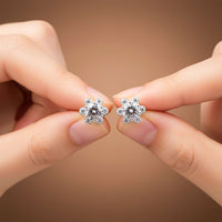 2.75Ct Moissanite Mini Flower Stud Earrings