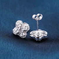 1Ct Moissanite Clover Stud Earrings White