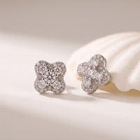 1Ct Moissanite Clover Stud Earrings Gold Vermeil (2.5 Micron)