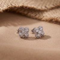 1Ct Moissanite Clover Stud Earrings Gold Vermeil (2.5 Micron)