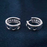 Silver Moissanite Loop Hoop Earrings White