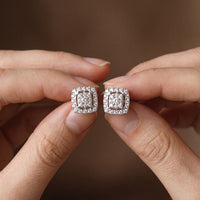 Silver Moissanite Studded Princy Stud Earrings Gold Vermeil (2.5 Micron)