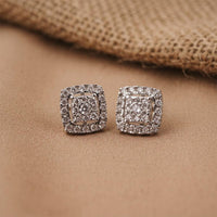 Silver Moissanite Studded Princy Stud Earrings Gold Vermeil (2.5 Micron)