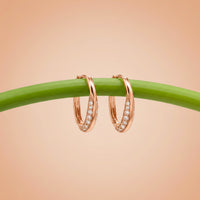 Rose Gold Moissanite Hinged Hoop Earrings