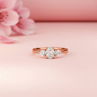 Silver Oval and Pear Moissanite Trilogy Ring