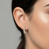 Golden Moissanite Ear Climber Earrings