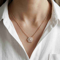 0.60Ct Moissanite Hexagon Geometric Pendant Rose Gold