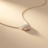 0.60Ct Moissanite Hexagon Geometric Pendant Rose Gold