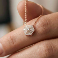 0.60Ct Moissanite Hexagon Geometric Pendant Rose Gold