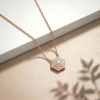 0.60Ct Moissanite Hexagon Geometric Pendant Rose Gold