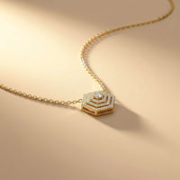 0.60Ct Moissanite Hexagon Geometric Pendant Gold