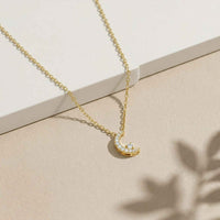 0.20Ct Moissanite Crescent Moon Pendant Gold