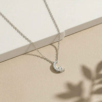 0.20Ct Moissanite Crescent Moon Pendant White