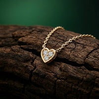 0.36Ct Moissanite Classic Heart Trio Pendant Gold