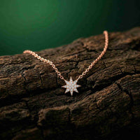 0.17Ct Moissanite Celestial Starburst Pendant Rose Gold