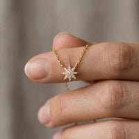 0.17Ct Moissanite Celestial Starburst Pendant Gold
