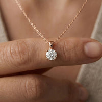 1Ct Moissanite Classic Solitaire Round Pendant Rose Gold