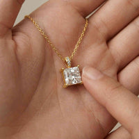 0.043Ct Moissanite Princess Cut Solitaire Pendant Gold