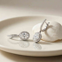 4.02Ct Moissanite Classic Halo Drop Hoop Earrings
