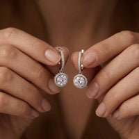 4.02Ct Moissanite Classic Halo Drop Hoop Earrings