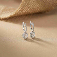 4.02Ct Moissanite Classic Halo Drop Hoop Earrings