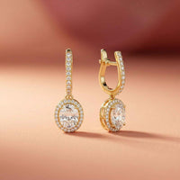 4.02Ct Moissanite Classic Halo Drop Hoop Earrings
