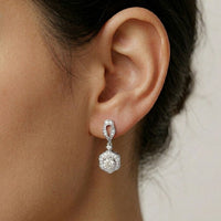 1.42Ct Moissanite Vintage Halo Drop Earrings White