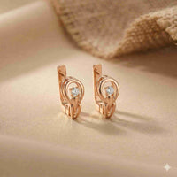 0.18Ct Moissanite Modern Orbit Hoop Earrings Rose Gold
