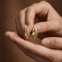 0.18Ct Moissanite Modern Orbit Hoop Earrings Gold
