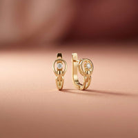 0.18Ct Moissanite Modern Orbit Hoop Earrings Gold