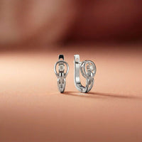 0.18Ct Moissanite Modern Orbit Hoop Earrings White